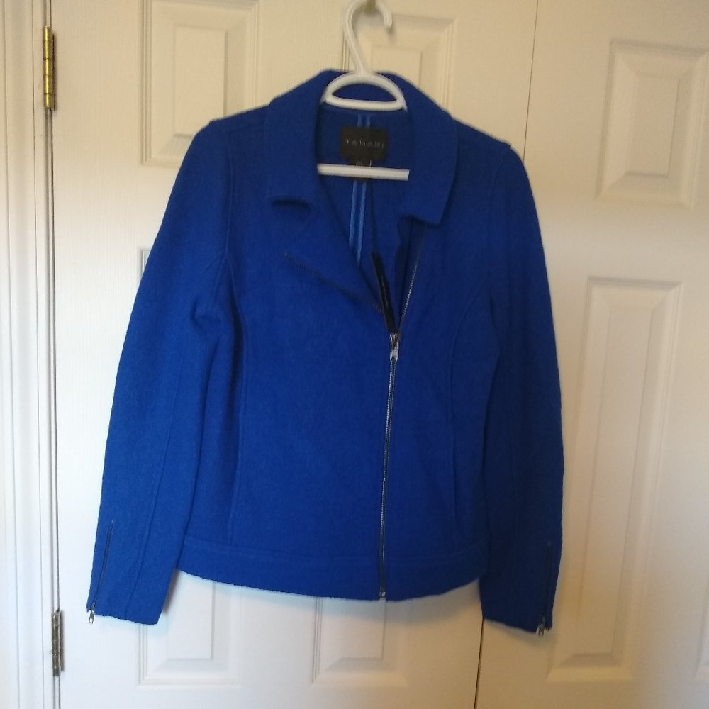 Tahari Boiled Wool Blend Moto Jacket  NWTS